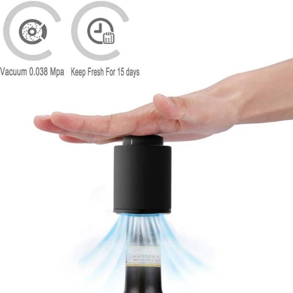 Wine Stopper Vacuum - Wiederverwendbarer Vakuum-Weinstopfen mit Druckmechanismus, Luftdichter Weinflaschenverschluss
