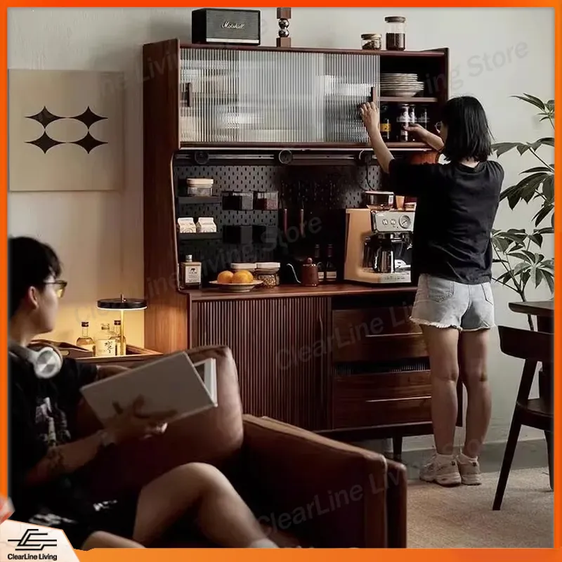 Wine Vodka Beer - Retro Massivholz Wohnzimmer Weinschrank mit Glastüren