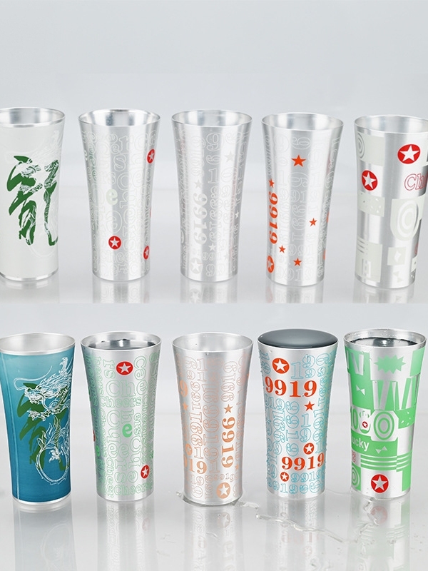 Wine Beer Food - Bar-Kaffee-Saft-Becher Farbwechselnder Aluminium-Bierbecher Lebensmittelechter Aluminium-Kaltgetränkebecher Kreatives