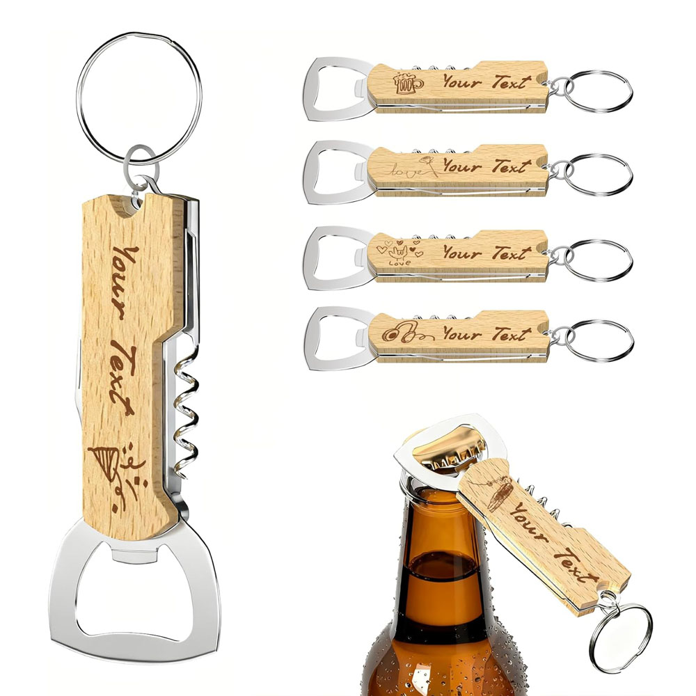 Wine Beer Opener - Individuell gravierter Logo-Flaschenöffner-Schlüsselanhänger für Hochzeitsgeschenke, Weingereile,
