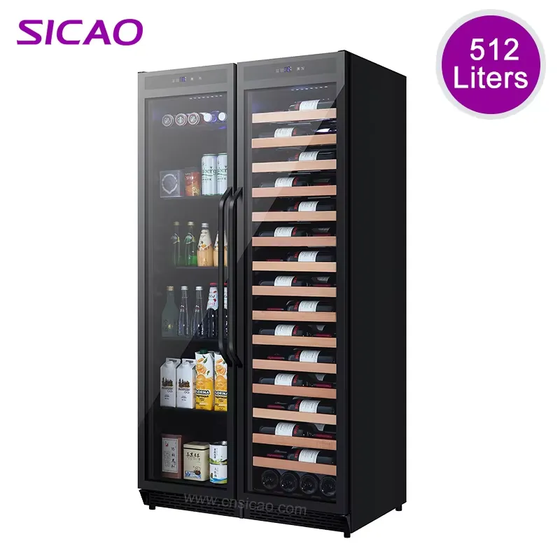 Wine Beer Fridge Under Counter - Eingebauter Getränkekühlschrank mit Doppeltür, Weinkühler mit