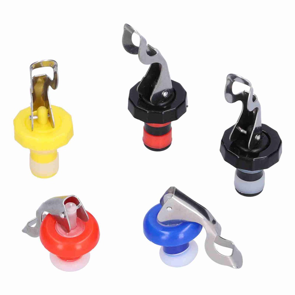 Wine Stopper Vacuum - 5 Stück Silikon-Weinflaschenverschluss, manuell, wiederverwendbar, Getränkeflaschenkorken,