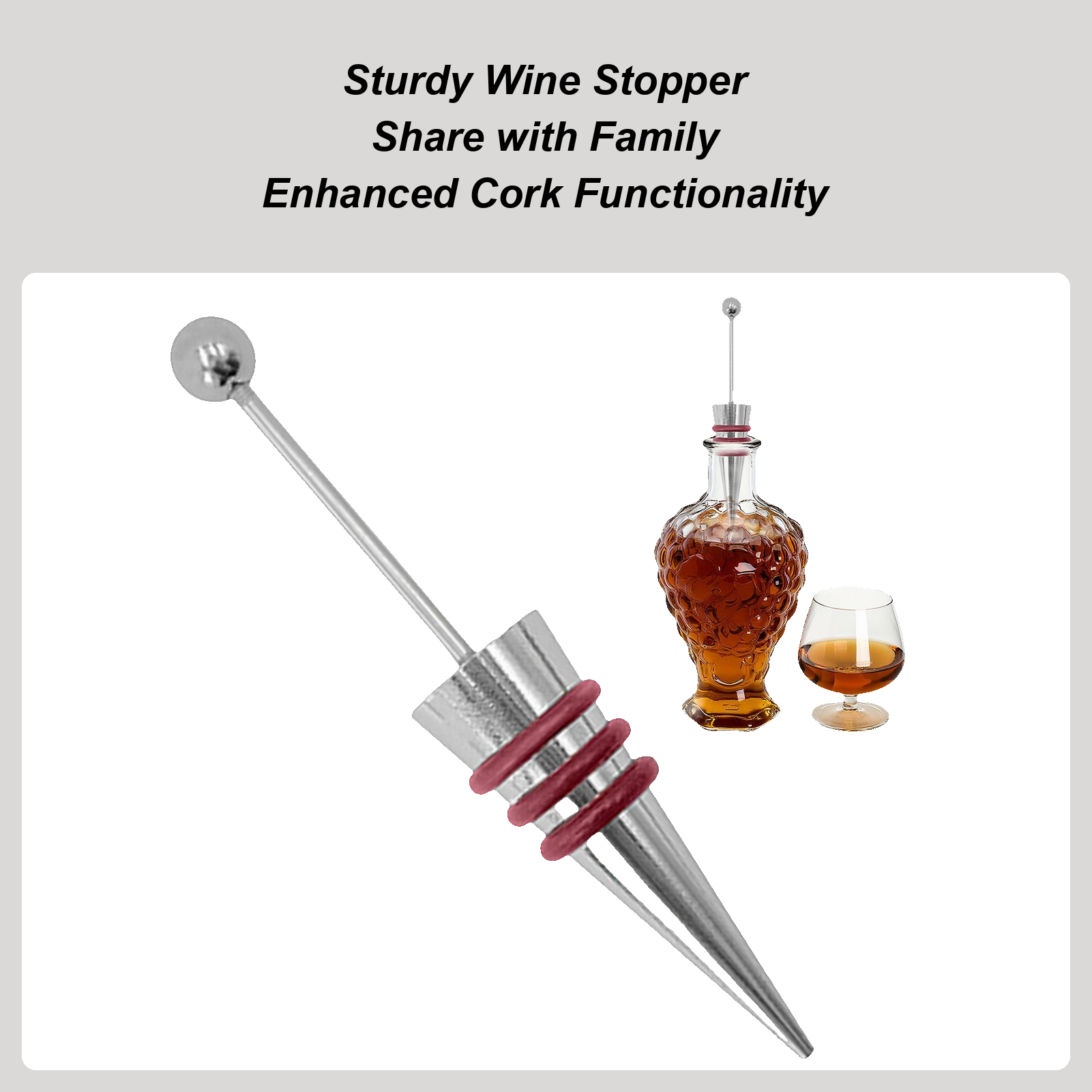 Wine Stopper Vacuum - Weinverschluss, Legierung, Silikon, wiederverwendbar, Heimbedarf, Weinpumpe,