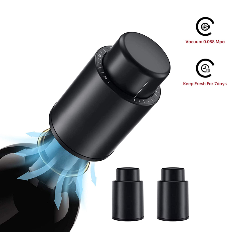 Wine Stopper Vacuum - LMETJMA Weinflaschenverschlüsse, wiederverwendbare Vakuum-Weinstopper, Pump-Weinkonservierer, um